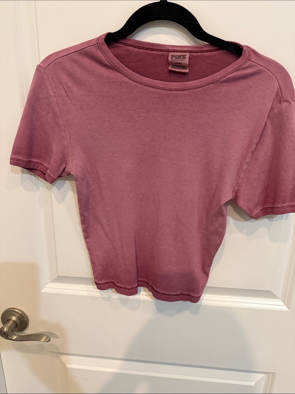 PINK Victoria's Secret Short Sleeve Cropped Tee in Dusty Mauve